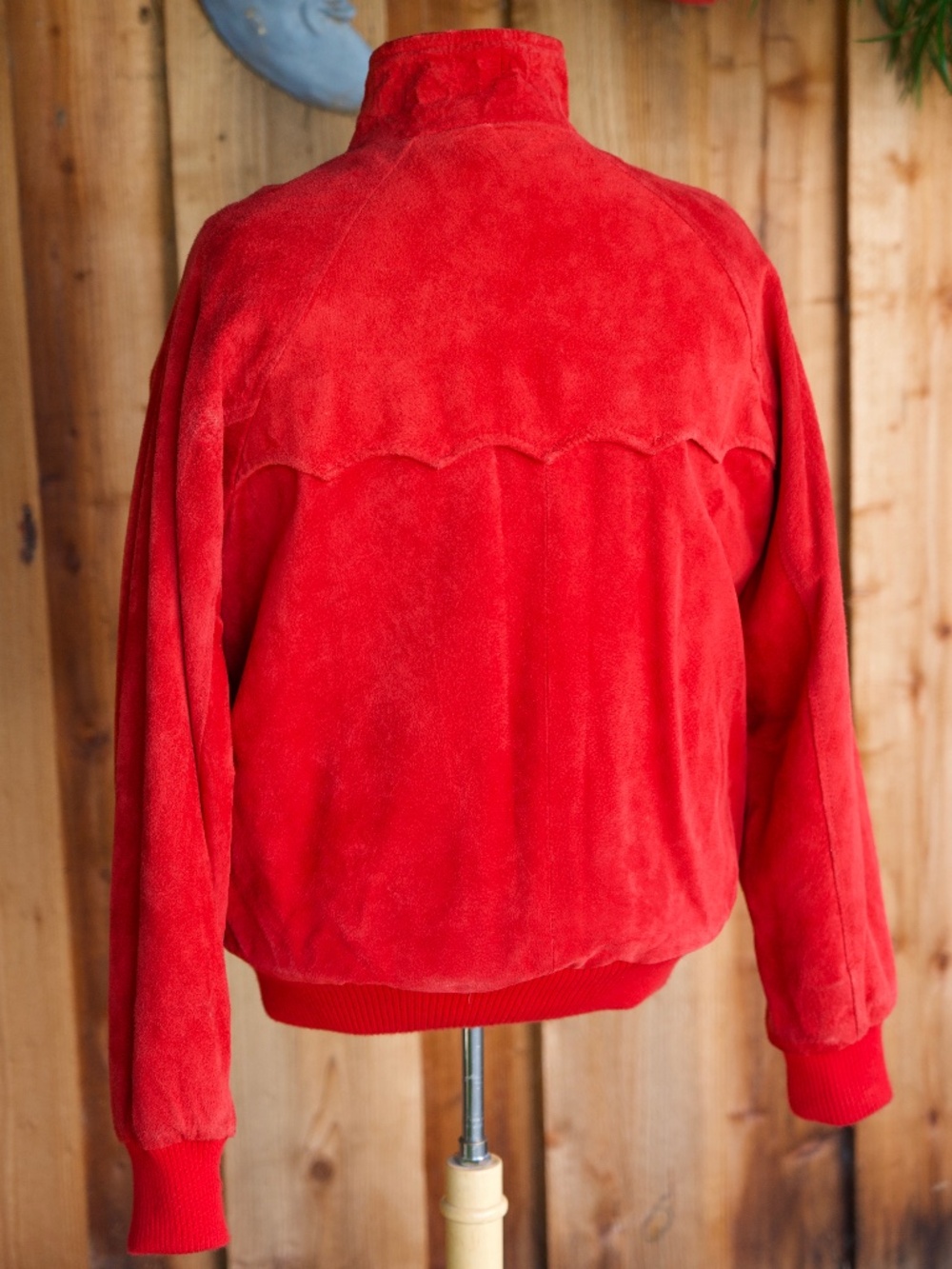 Vintage Authentic Imports 100% Leather Fire Red Bomber Jacket Unisex S - Picture 13 of 16